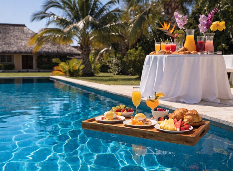 Luxury poolside brunch at a Caribbean villa