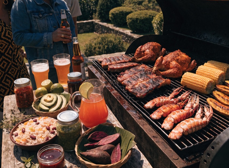 Caribbean barbecue prepared beside a private villa